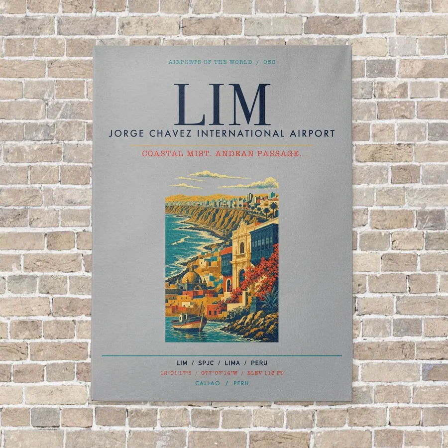 Lima Jorge Chavez International Airport LIM vertical canvas print - no frame - light gray background