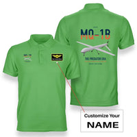 Thumbnail for MQ-1B Predator design on light green+name double-side polo t-shirt, double-side print