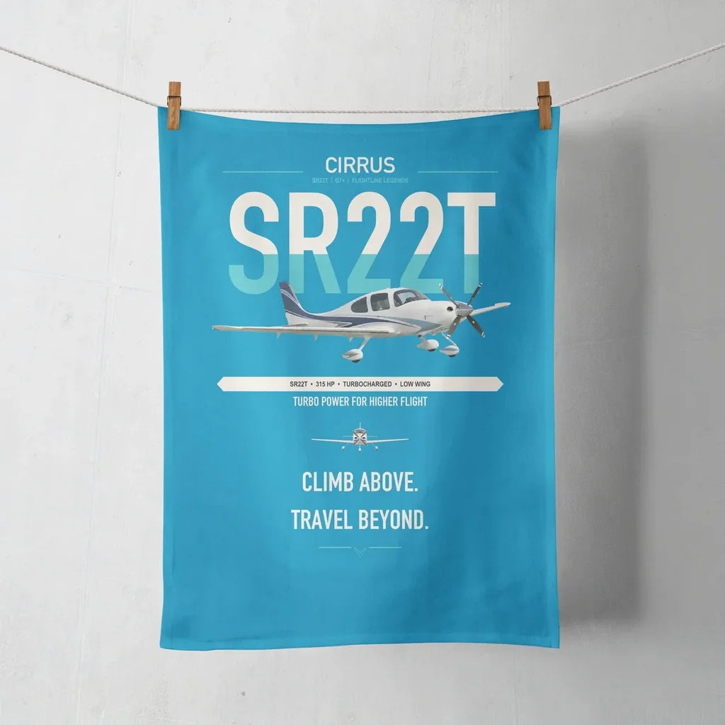 Cirrus SR22T design on turquoise towel
