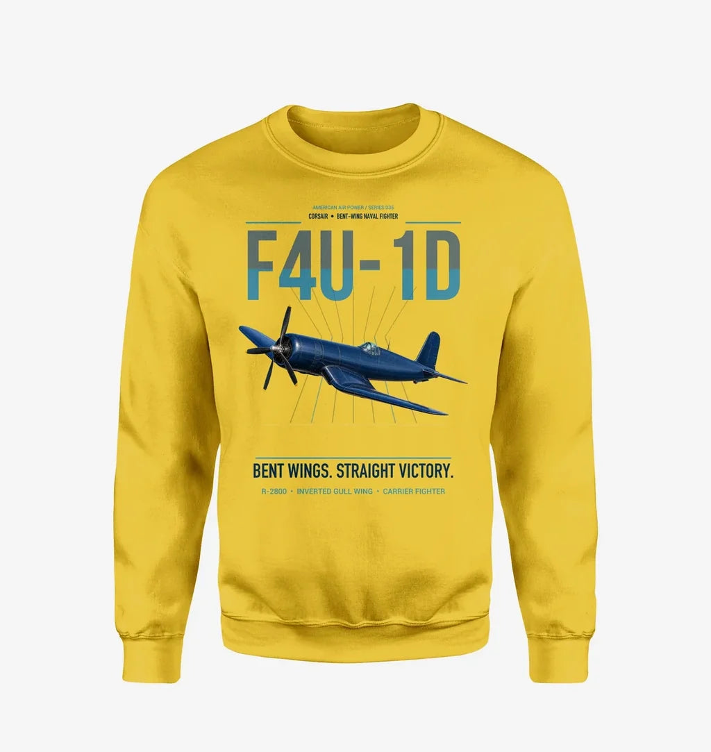F4U-1D Corsair design on yellow sweatshirt