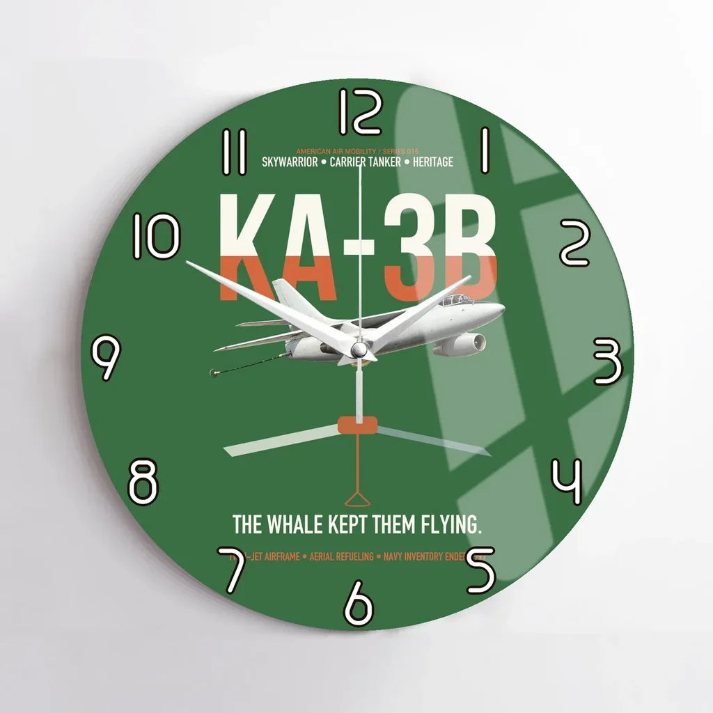 KA-3B Skywarrior design on green no frame wall clock