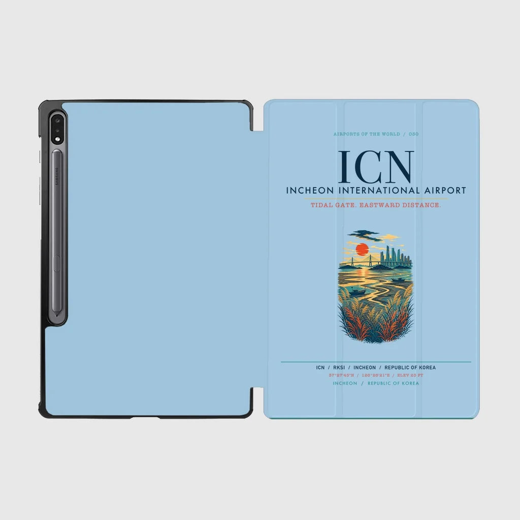 Incheon International Airport (ICN) design on light blue samsung tablet tablet case