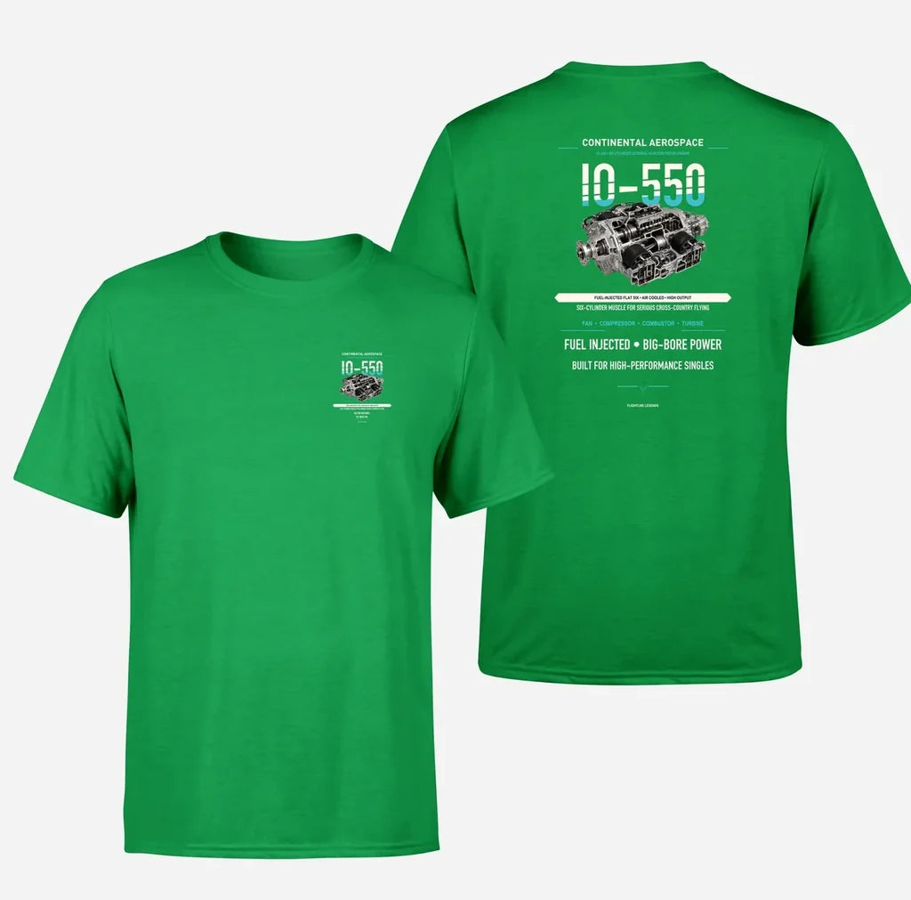 IO-550 design on green t shirt