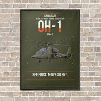 Thumbnail for Kawasaki OH-1 vertical canvas print - framed - green army background