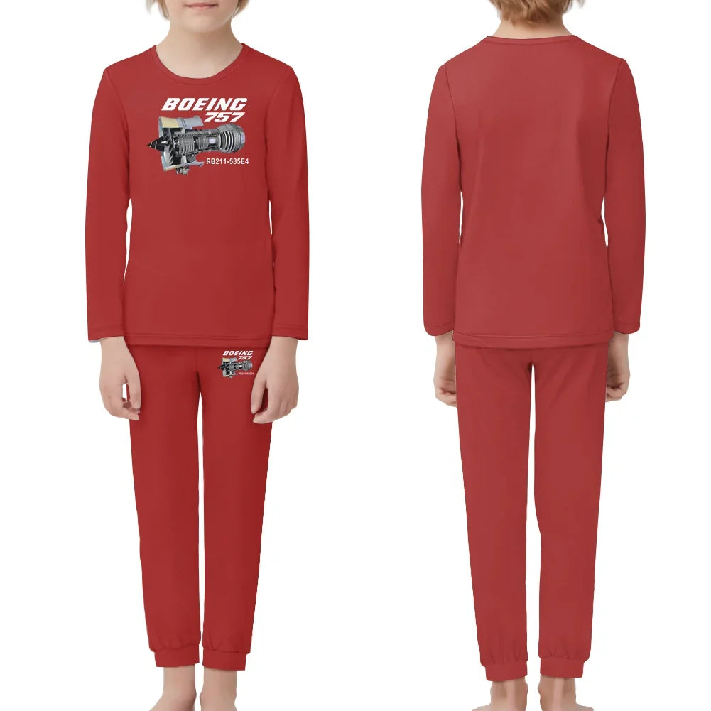 Boeing 757 & Rolls Royce Engine (RB211) children pajamas - Red