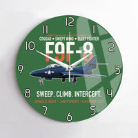 Thumbnail for F9F-8 Cougar Swept Wing Carrier Fighter design on green no frame wall clock