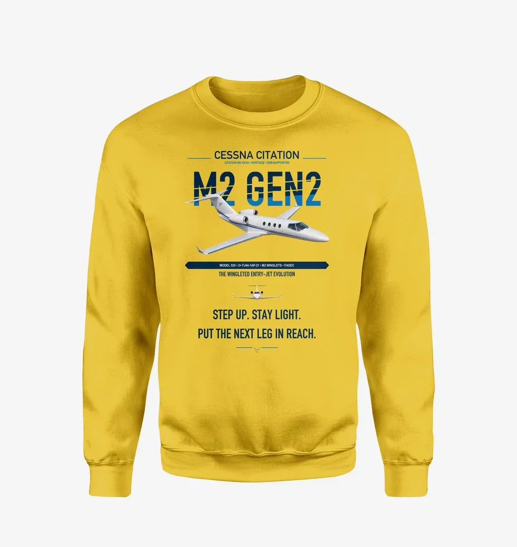 Cessna Citation M2 Gen2 design on yellow sweatshirt
