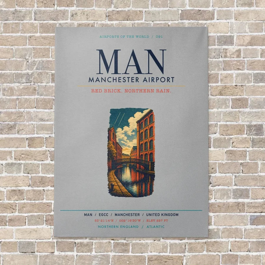 Manchester Airport MAN vertical canvas print - no frame - light gray background