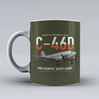 Thumbnail for C-46D Commando design on green army ceramic mug, double-side print