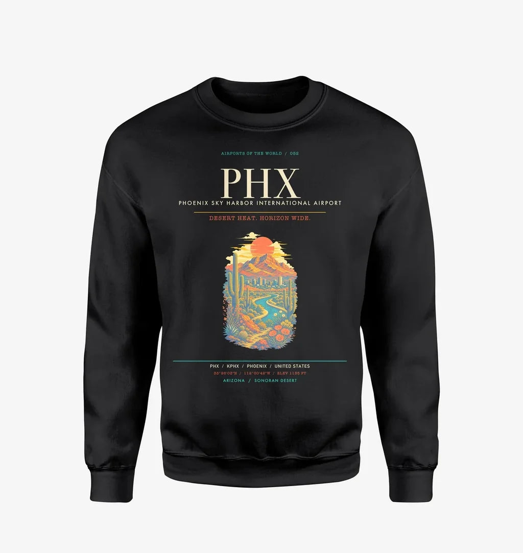 Phoenix Sky Harbor International Airport PHX Sweatshirt - Black