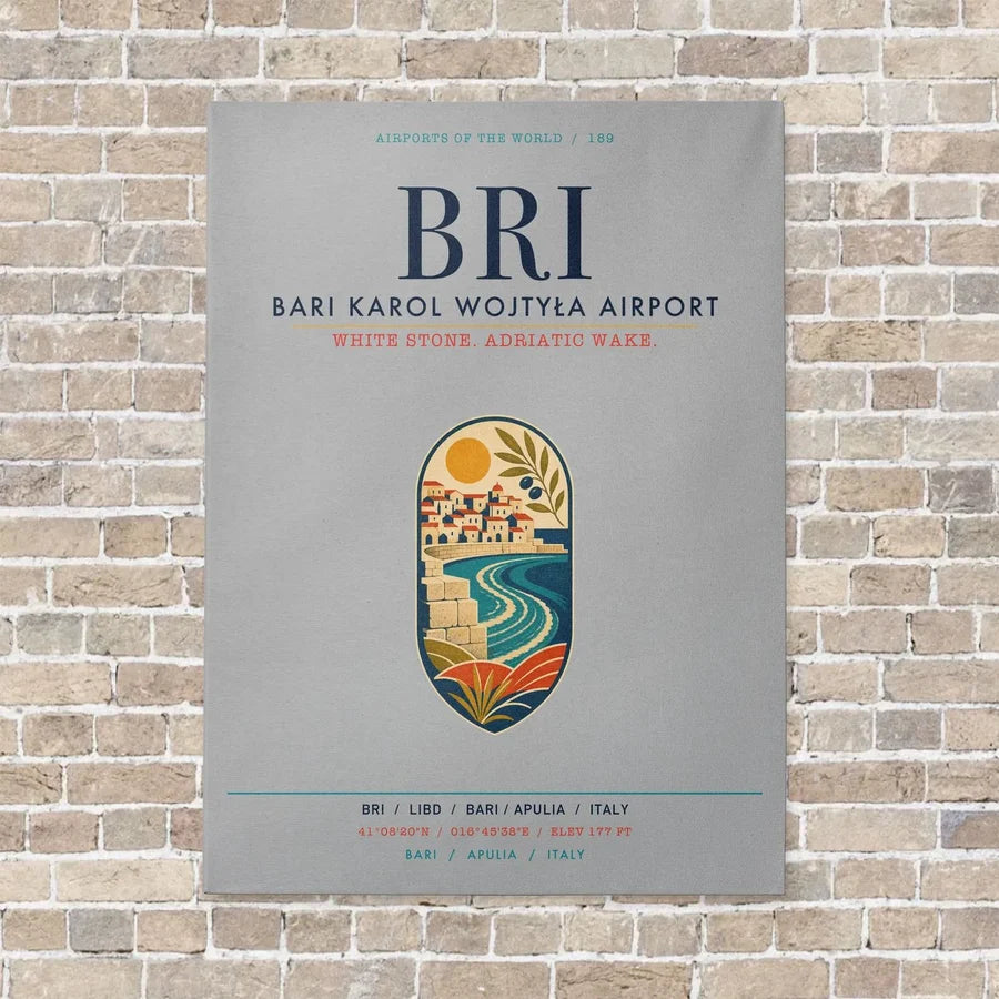Bari Karol Wojtyła Airport BRI vertical canvas print - no frame - light gray background
