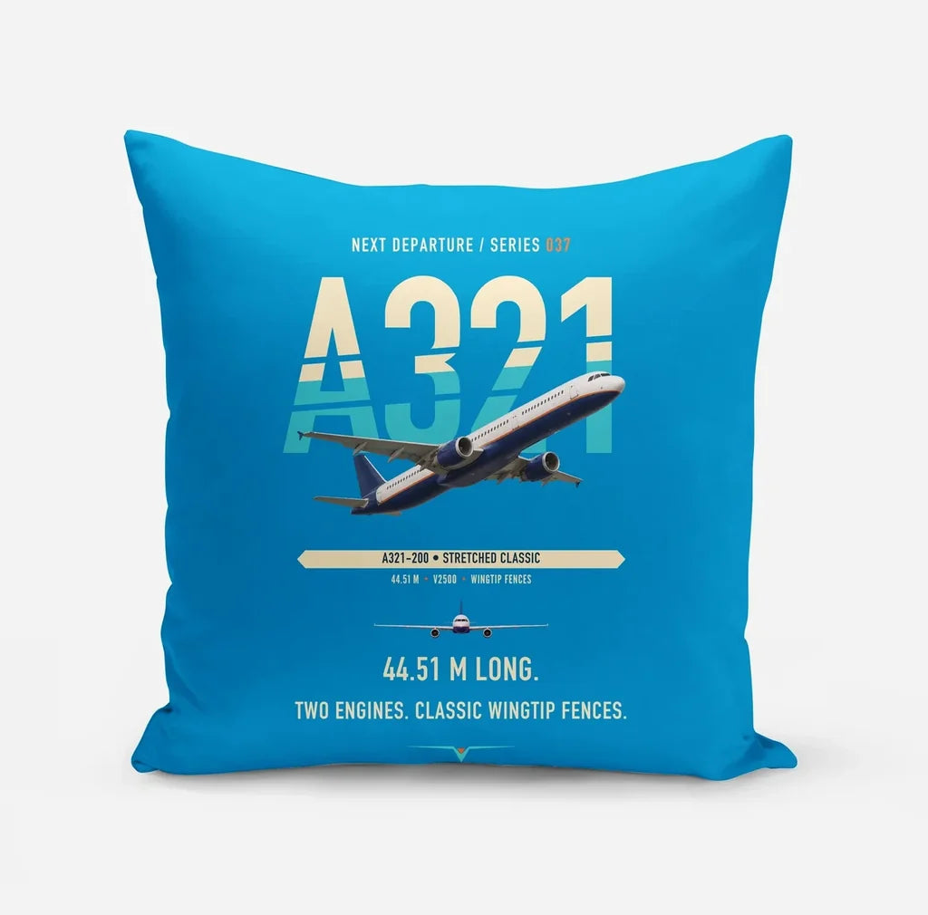 Airbus A321 design on turquoise pillow