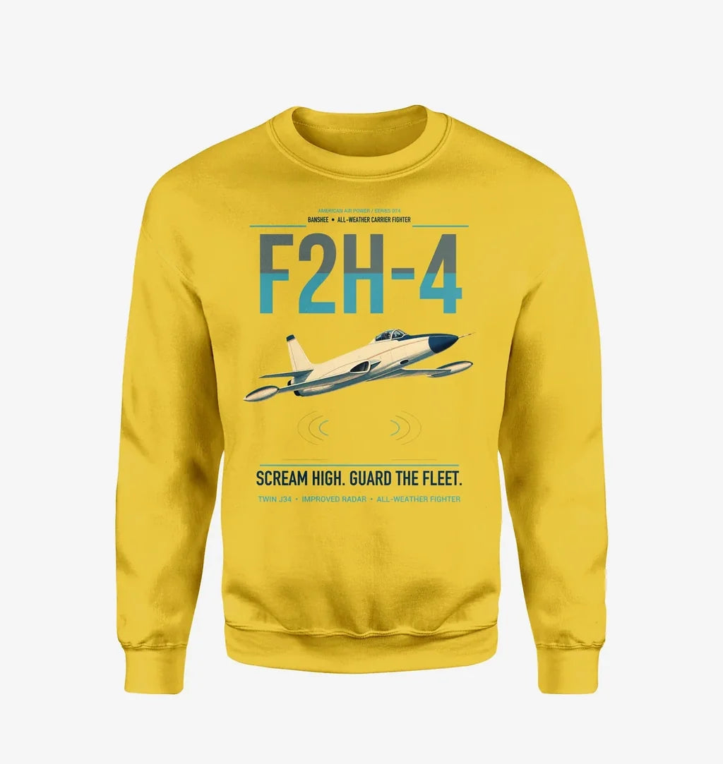 F2H-4 Banshee design on yellow sweatshirt