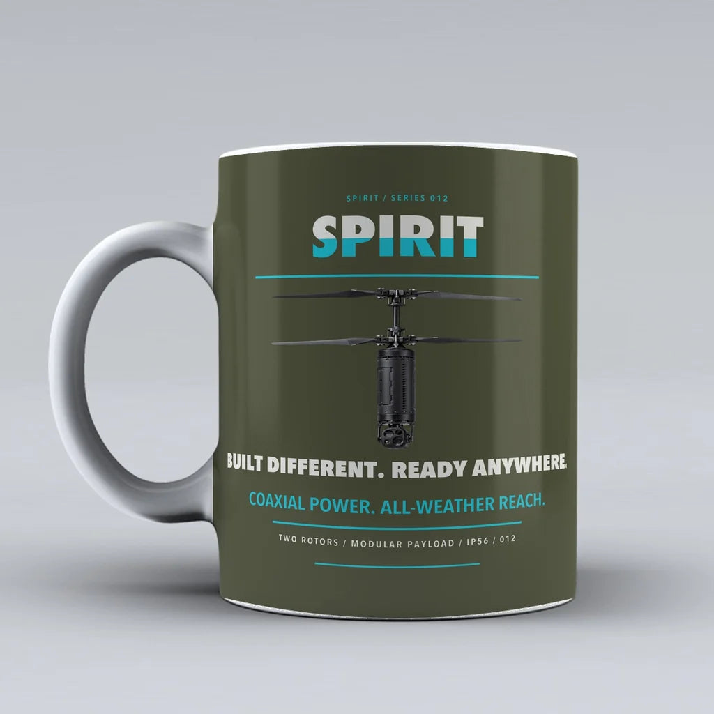 AeroSystems Spirit Mug design on green army ascent