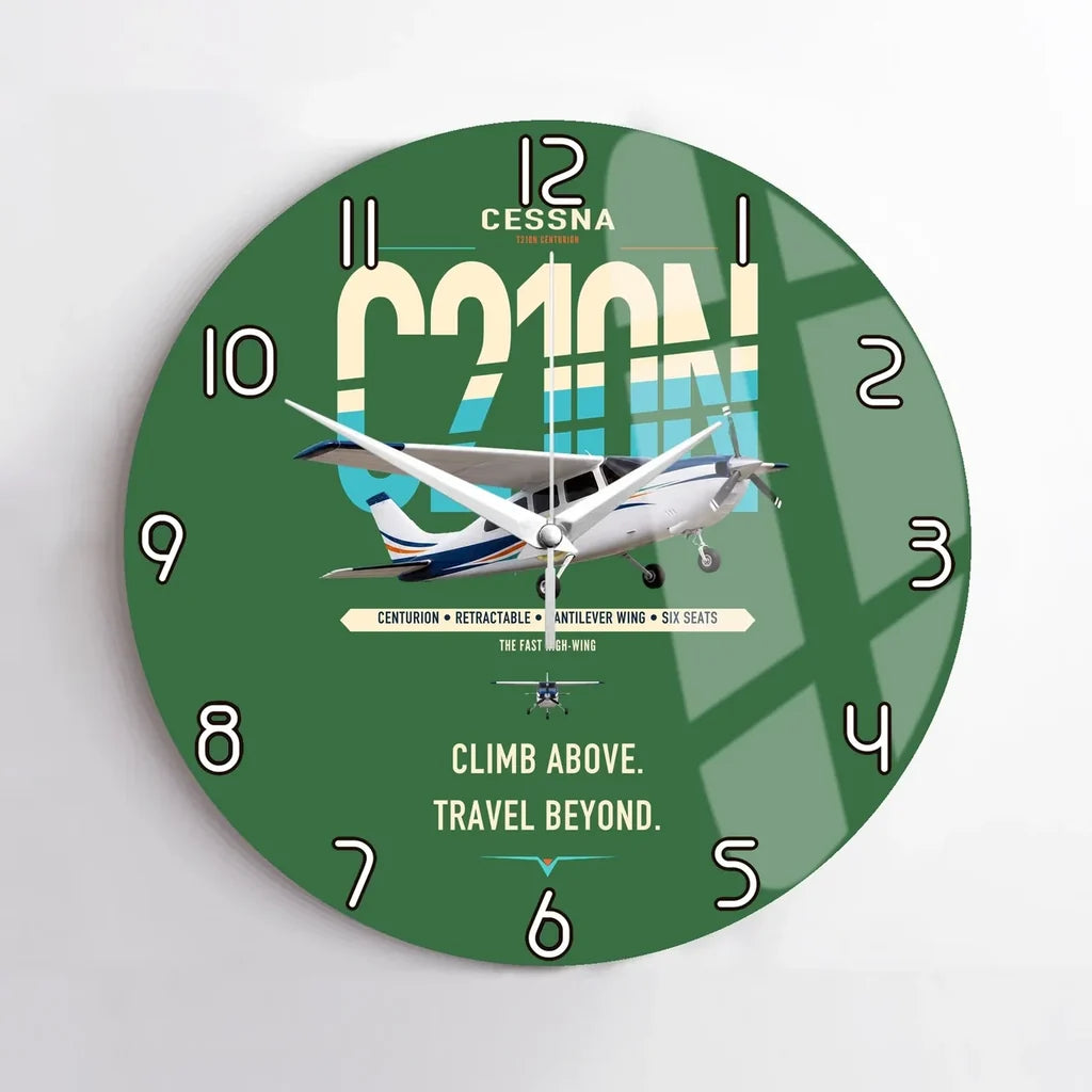 Cessna T210N Centurion design on green no frame wall clock