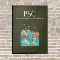 Thumbnail for Petersburg James A. Johnson Airport PSG vertical canvas print - framed - green army background