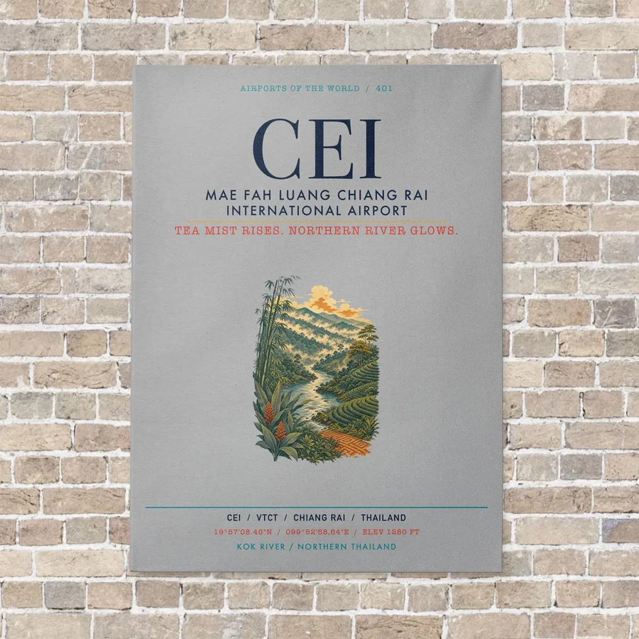Mae Fah Luang Chiang Rai International Airport CEI vertical canvas print - no frame - light gray background