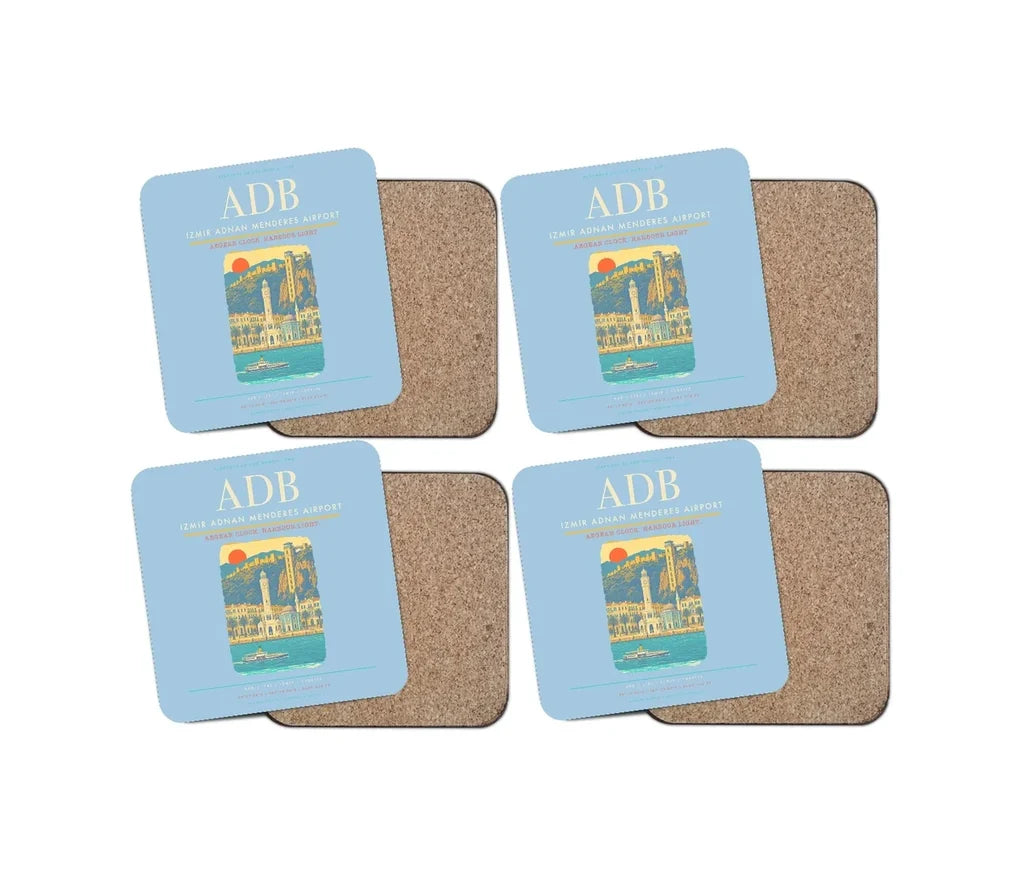 Izmir Adnan Menderes Airport ADB Coaster 4-Pieces-Set - Light Blue