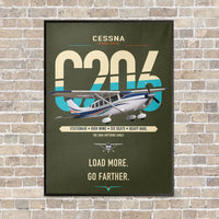 Thumbnail for Cessna 206 Stationair vertical canvas print - framed - green army background