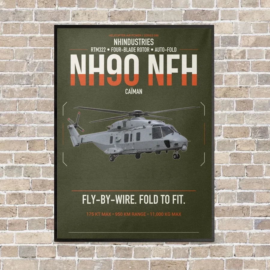 NHIndustries NH90 NFH Caïman vertical canvas print - framed - green army background