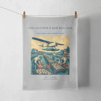 Thumbnail for VINTAGE G4446 - The Oyster Farm Rounds - Designed Towels design on lightgray