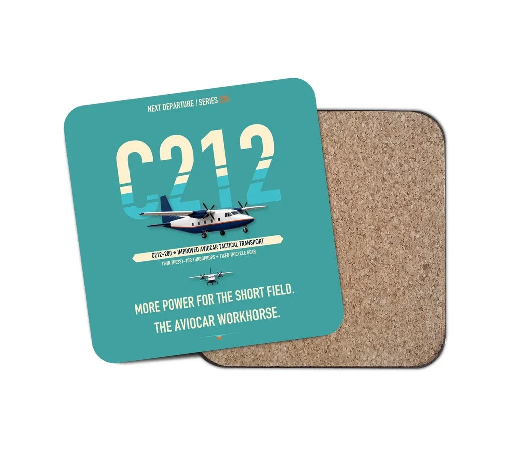 CASA C-212-200 Aviocar design on turquoise 1 piece coaster