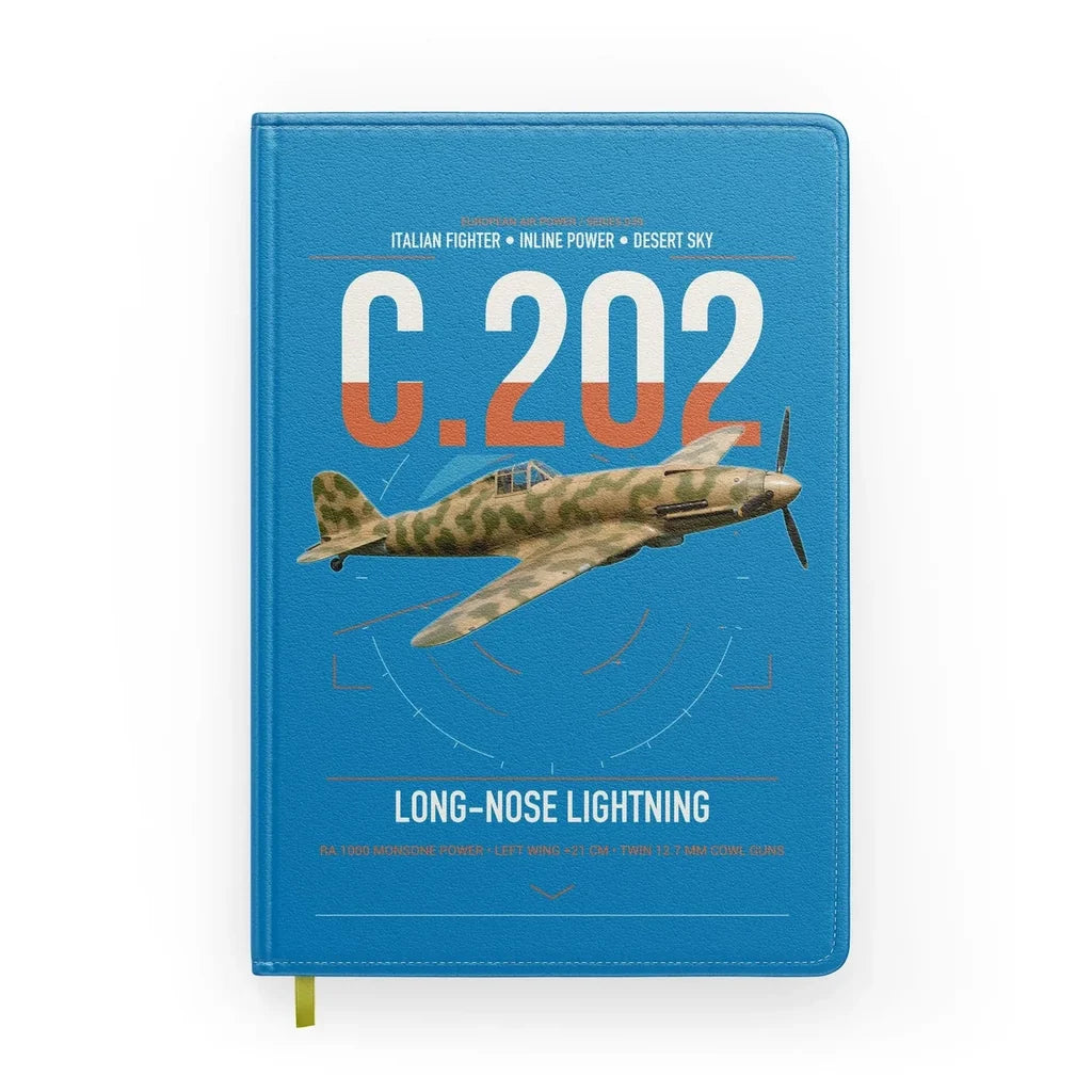 Macchi C.202 Folgore design on turquoise notebook