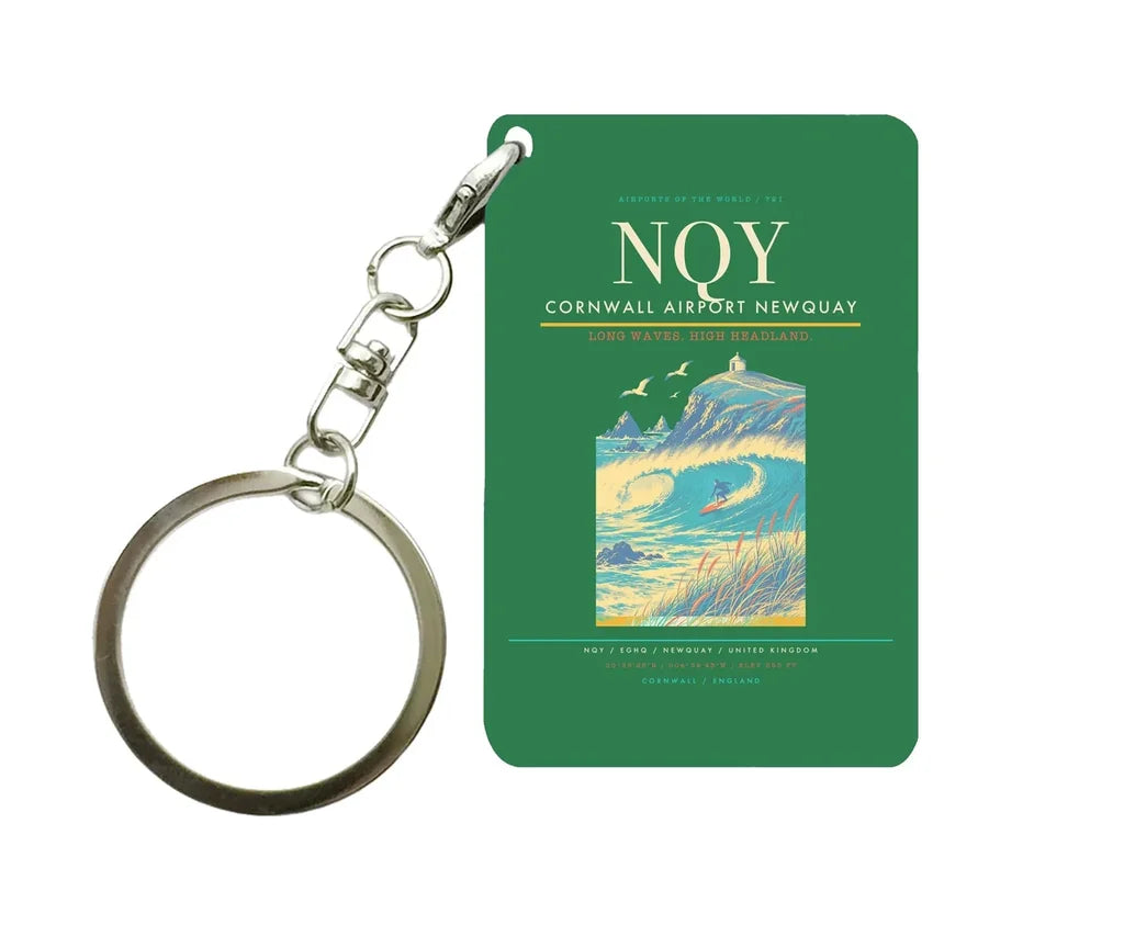 Cornwall Airport Newquay (NQY) design on green key chain