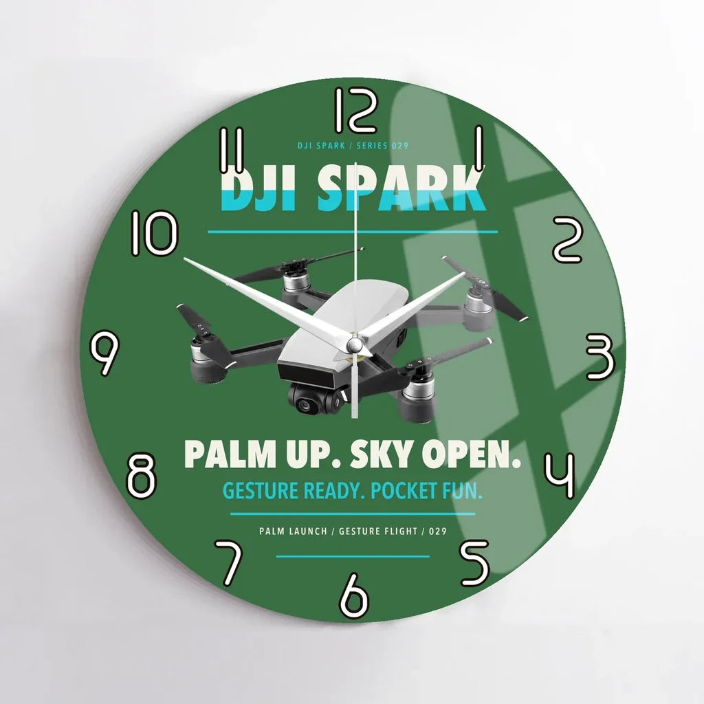 DJI Spark design on green no frame wall clock