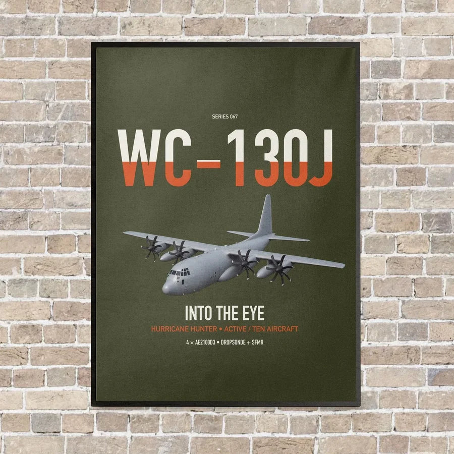 WC-130J Hurricane Hunter vertical canvas print - framed - green army background