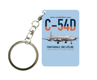 Thumbnail for C-54D Skymaster design on light blue designed key chain, double-side print