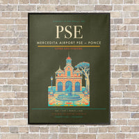 Thumbnail for Mercedita Airport PSE — Ponce vertical canvas print - framed - green army background