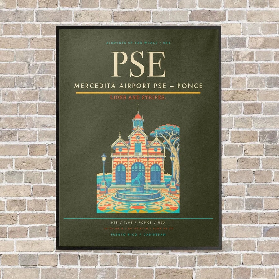 Mercedita Airport PSE — Ponce vertical canvas print - framed - green army background