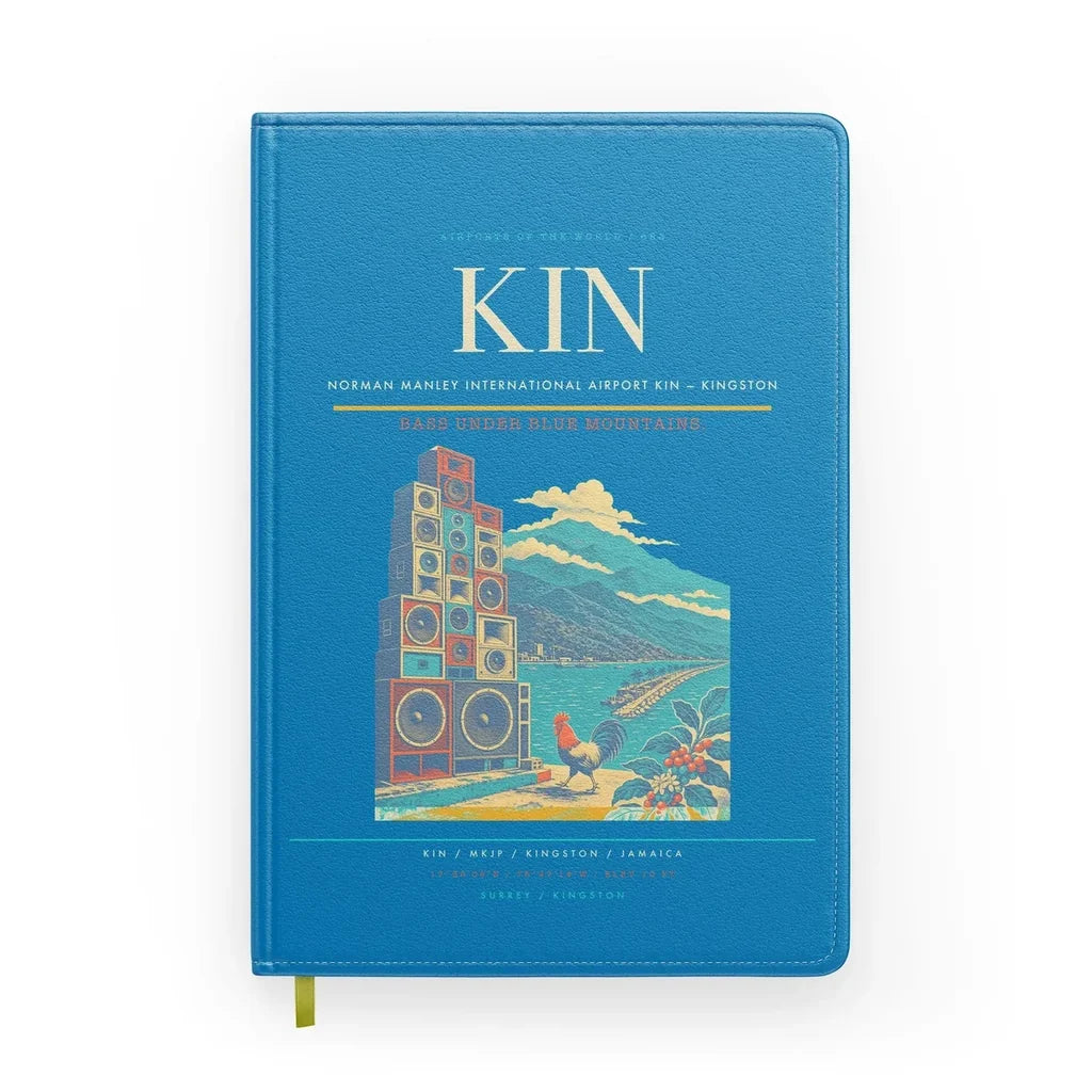 Norman Manley International Airport (KIN) design on turquoise notebook