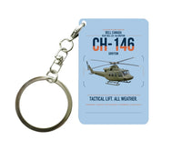 Thumbnail for Bell Canada CH-146 Griffon design on light blue designed key chain, double-side print