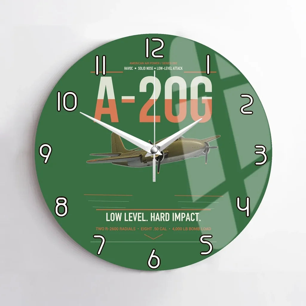 A-20G Havoc design on green no frame wall clock