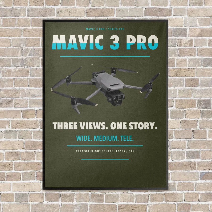 DJI Mavic 3 Pro vertical canvas print - framed - green army background