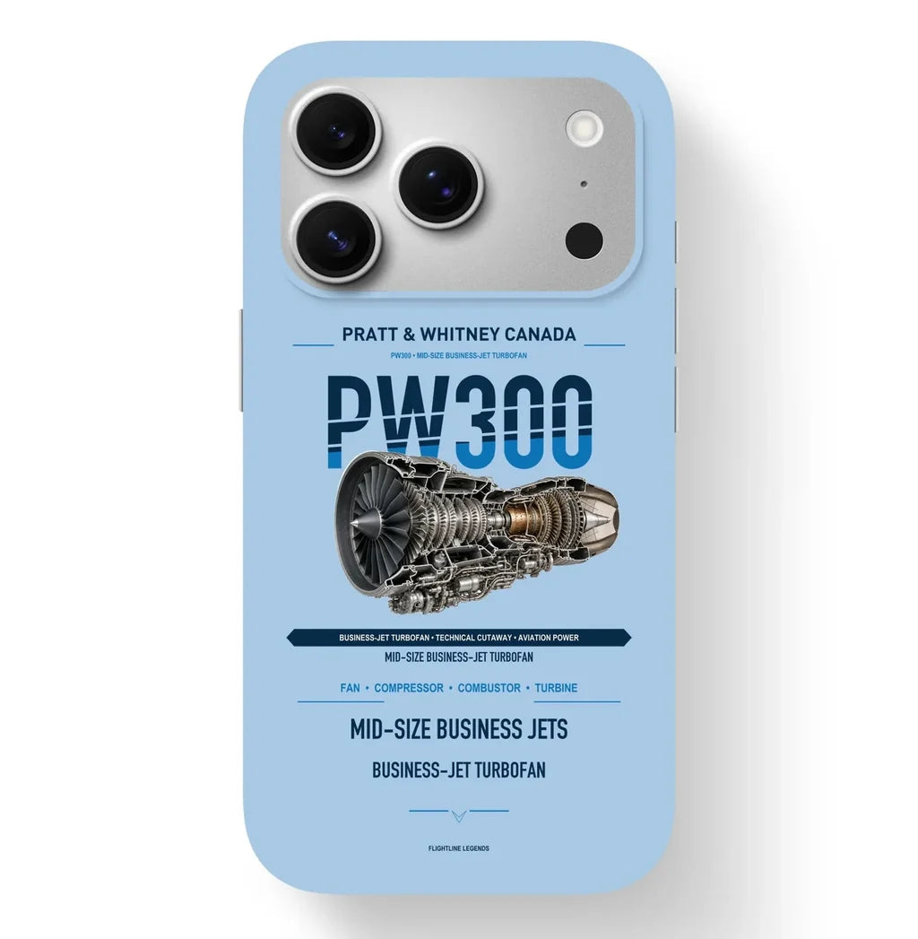 PW300 Case design on light blue iphone case