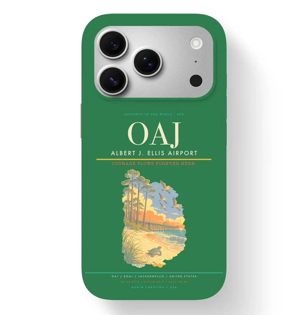 Jacksonville Airport (OAJ) design on green iPhone 17 Pro MagSafe case