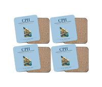 Thumbnail for Copenhagen Airport Kastrup (CPH) design on light blue 4 pieces set coaster