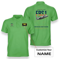 Thumbnail for British Aerospace Sea Harrier FRS.1 design on light green+name double-side polo t-shirt, double-side print