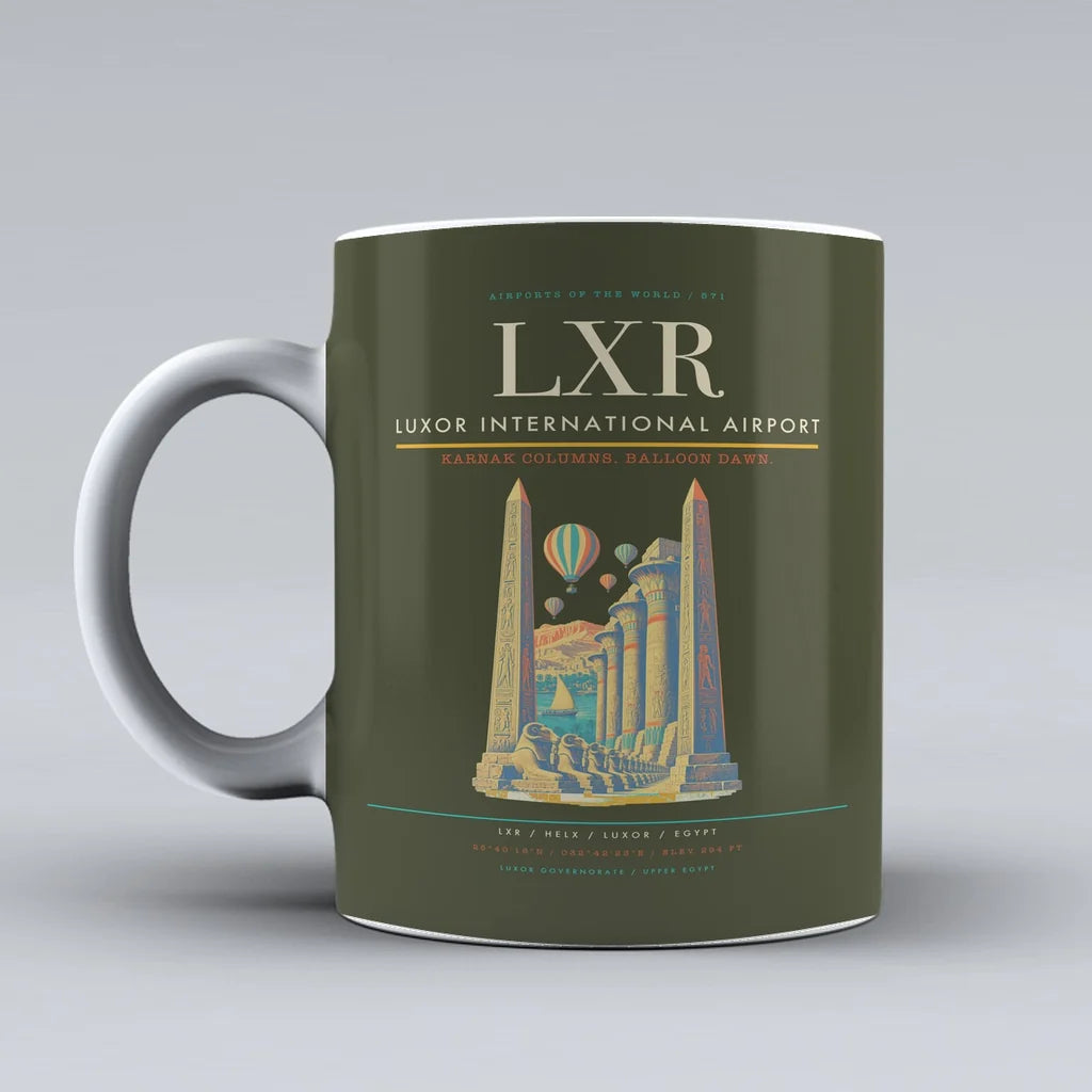 International Airport LXR Mug design on green army luxor
