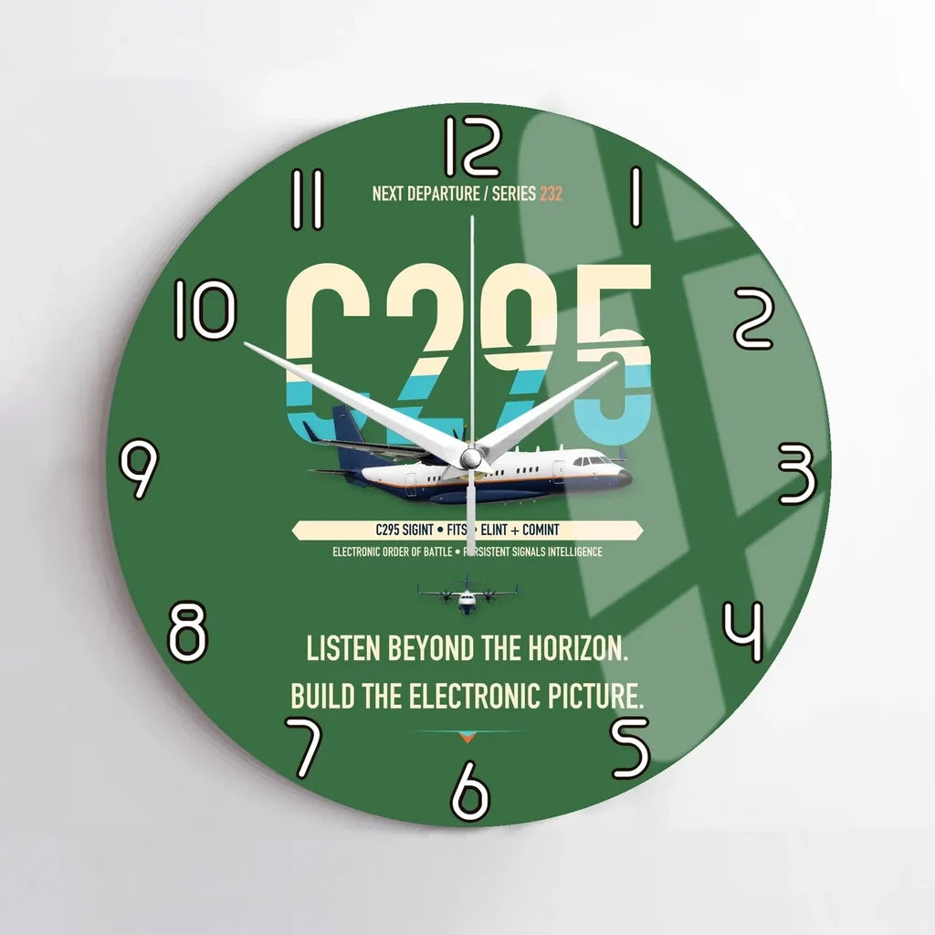 Airbus C295 SIGINT design on green no frame wall clock