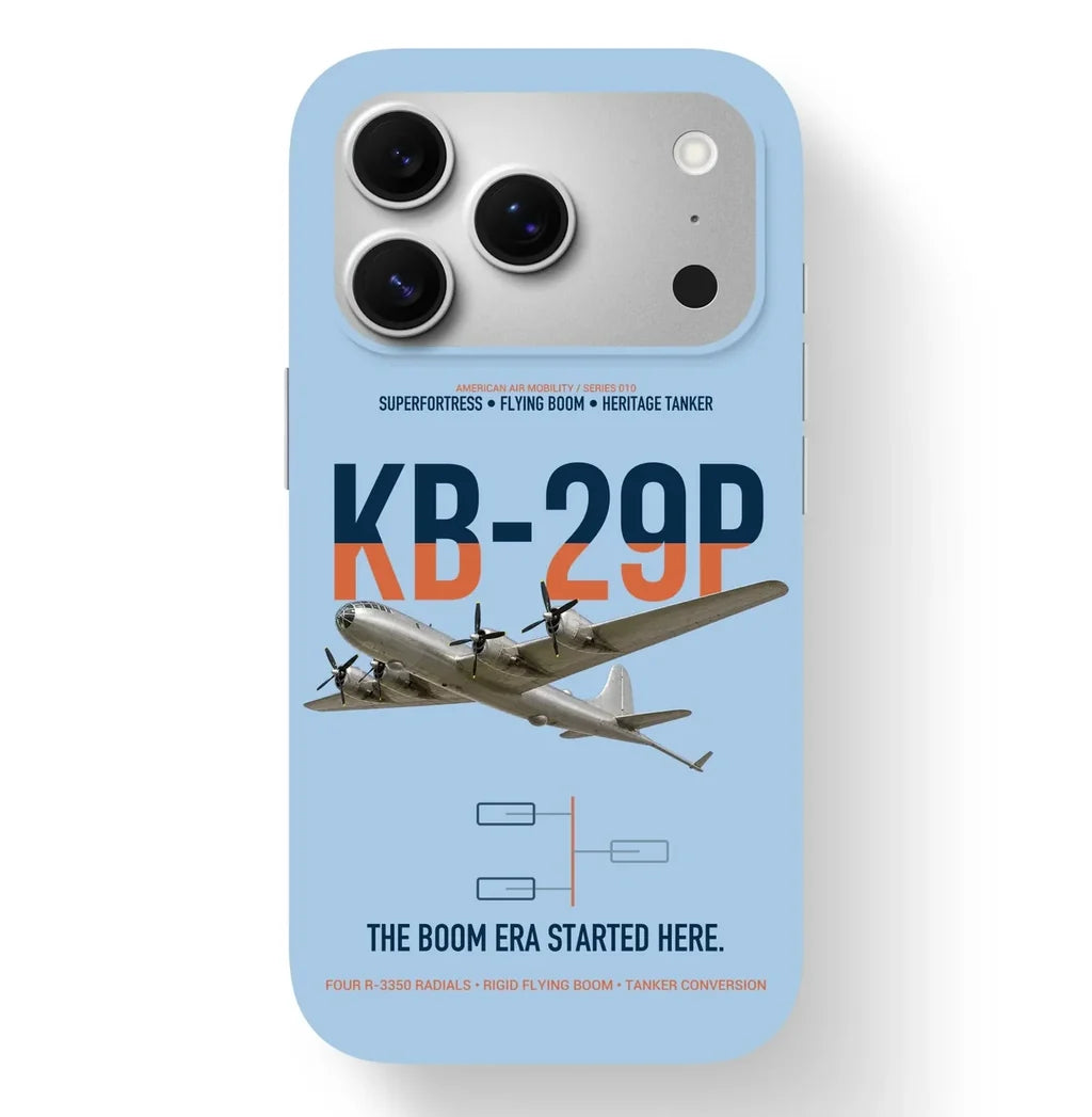 KB-29P SUPERFORTRESS design on light blue magsafe iphone case, for iPhone 17 Pro