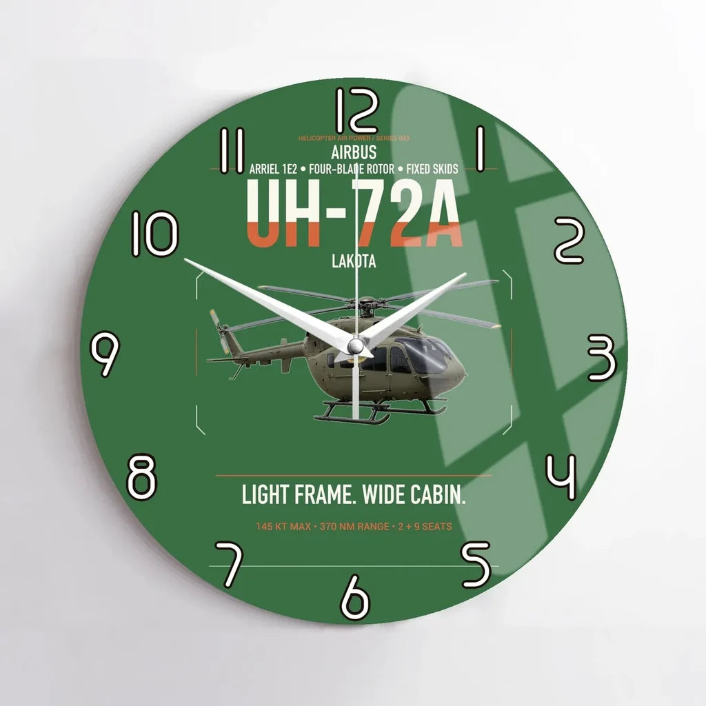Airbus UH-72A Lakota design on green no frame wall clock