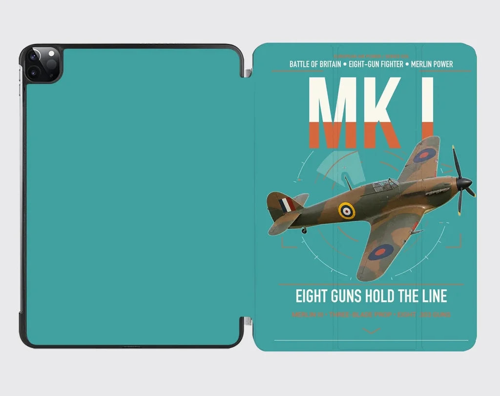 Hawker Hurricane Mk I design on turquoise ipad tablet case
