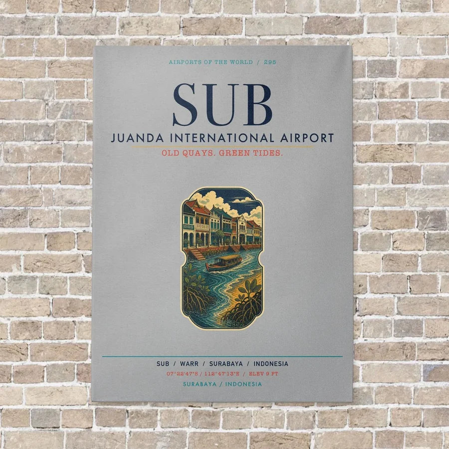 Juanda International Airport Surabaya SUB vertical canvas print - no frame - light gray background