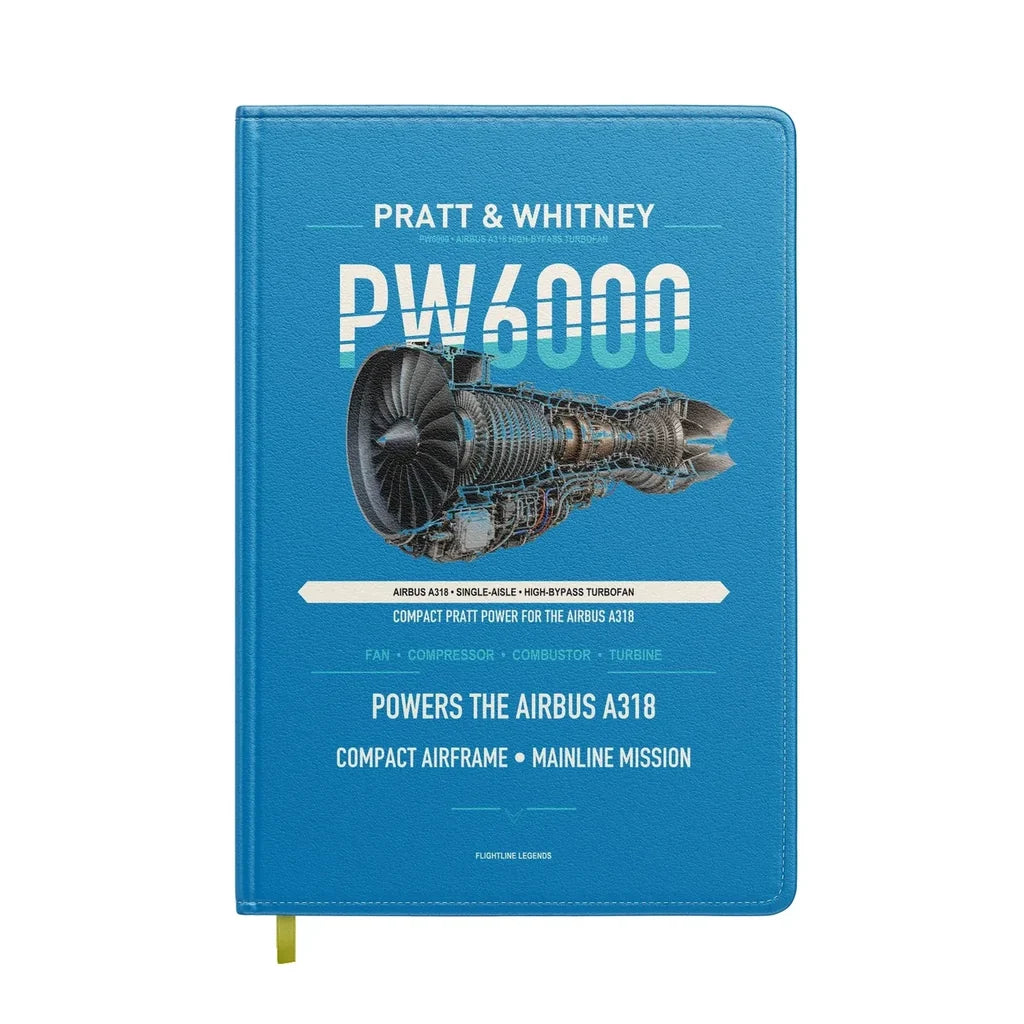 PW6000 design on turquoise notebook