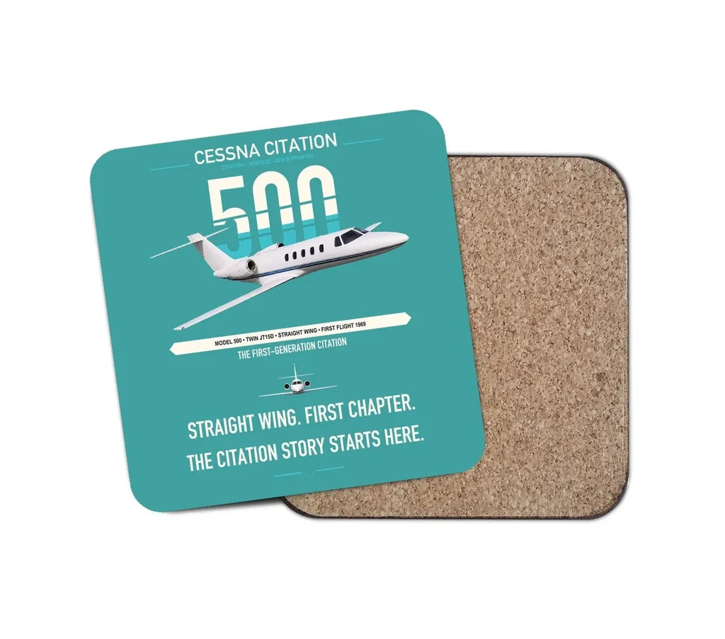 Cessna Citation 500 - Citation I design on turquoise 1 piece coaster