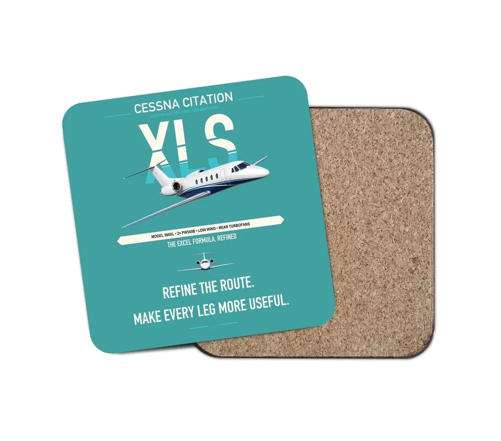 Cessna Citation XLS design on turquoise 1 piece coaster